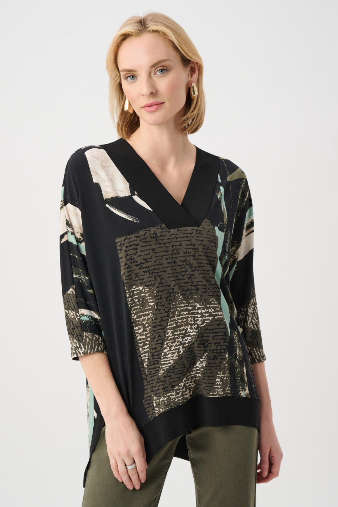 Silky Knit Abstract Print Boxy Tunic Style 263224