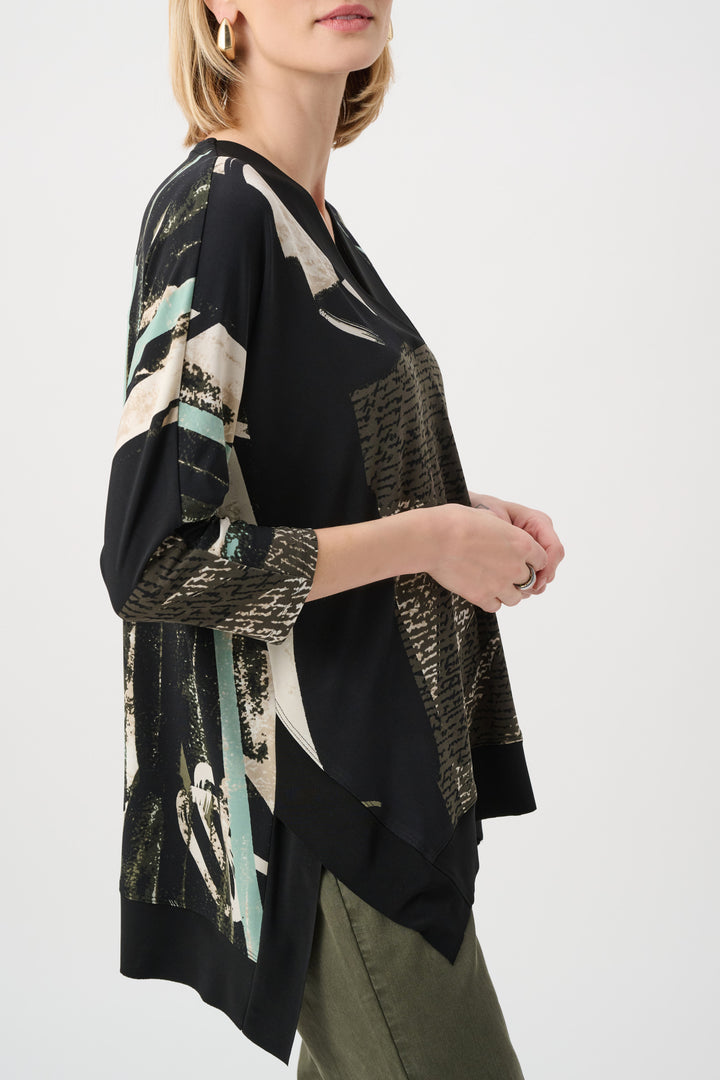 Silky Knit Abstract Print Boxy Tunic Style 263224