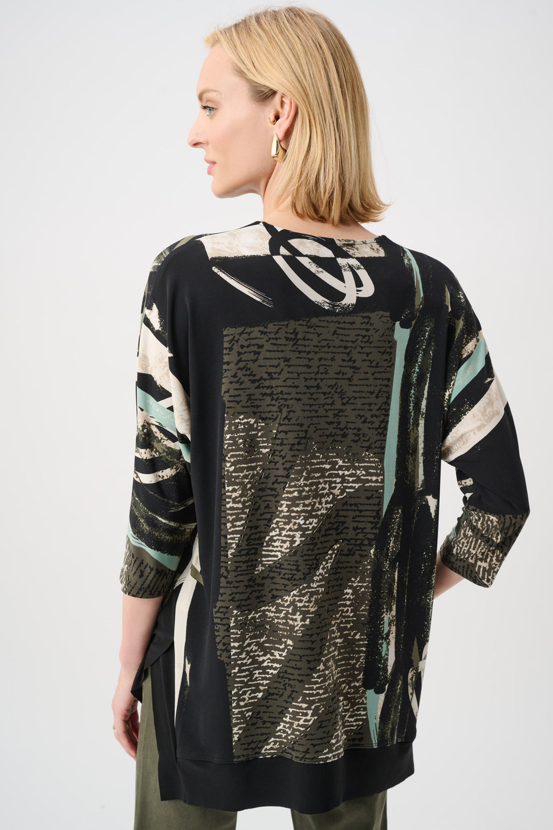 Silky Knit Abstract Print Boxy Tunic Style 263224