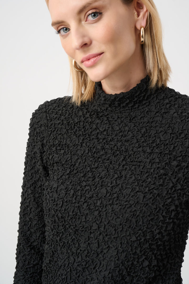 Textured Jacquard Mock-Neck Fitted Top Style 263230