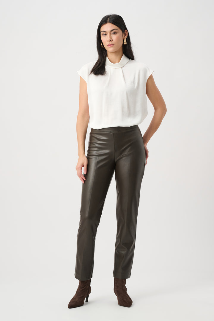 Bonded Leatherette Straight Pull-On Pants Style 263232