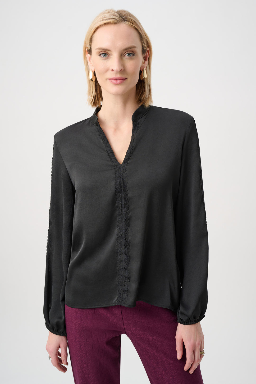 Recycled Satin Straight Top With Lace Style 263233