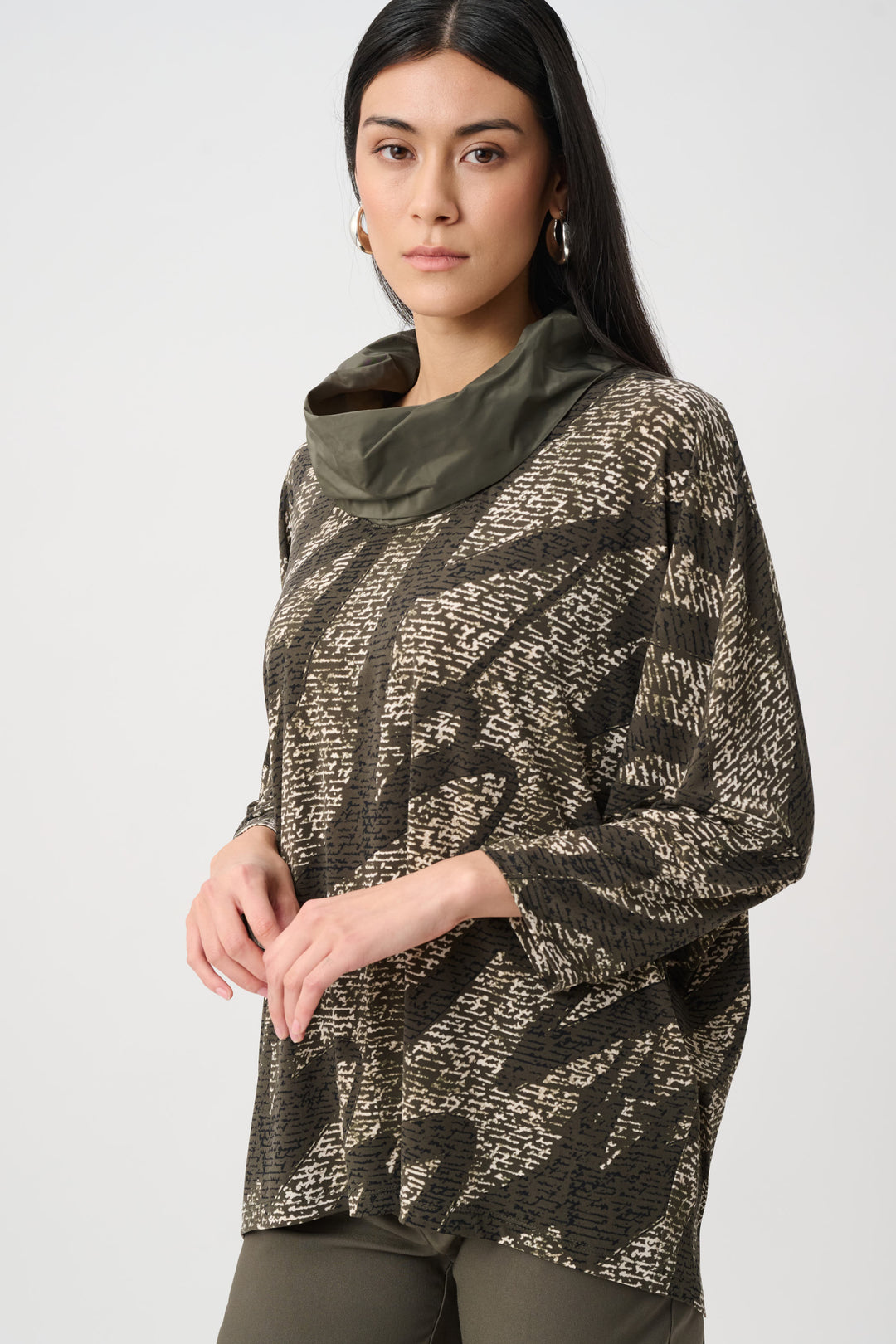 Silky Knit Abstract Print Boxy Tunic Style 263236