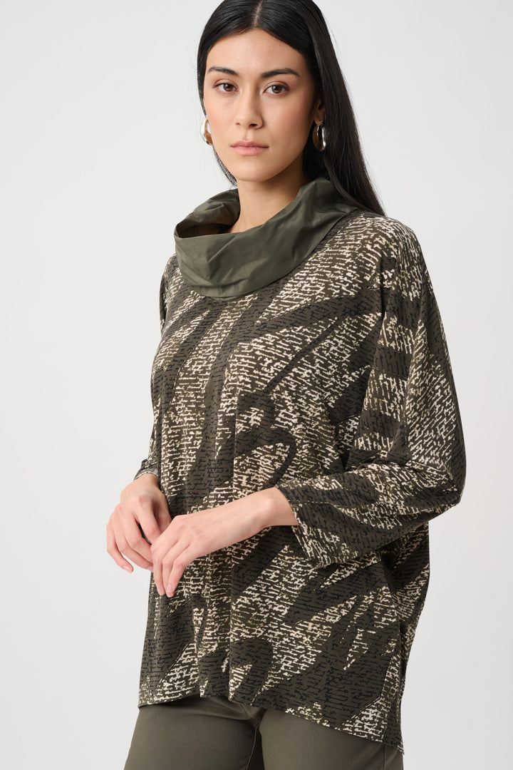 Silky Knit Abstract Print Boxy Tunic Style 263236