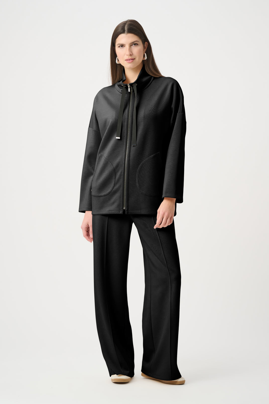 Scuba Jersey Funnel-Neck Boxy Jacket Style 263603