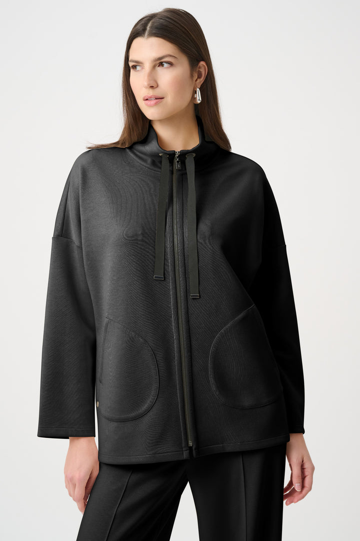 Scuba Jersey Funnel-Neck Boxy Jacket Style 263603