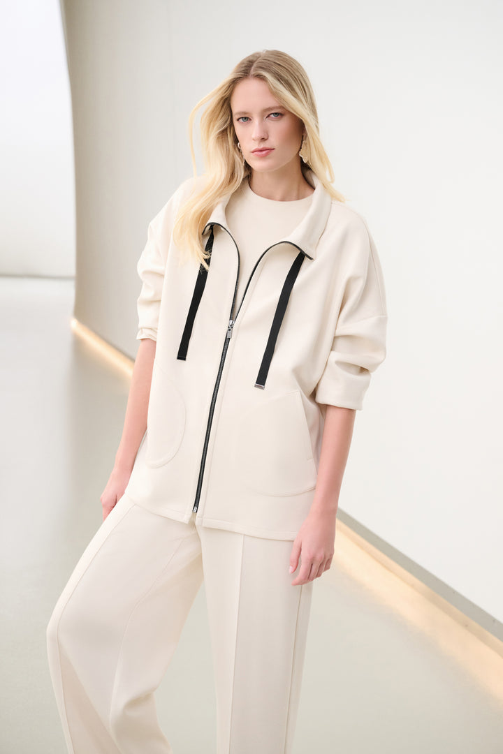 Scuba Jersey Funnel-Neck Boxy Jacket Style 263603
