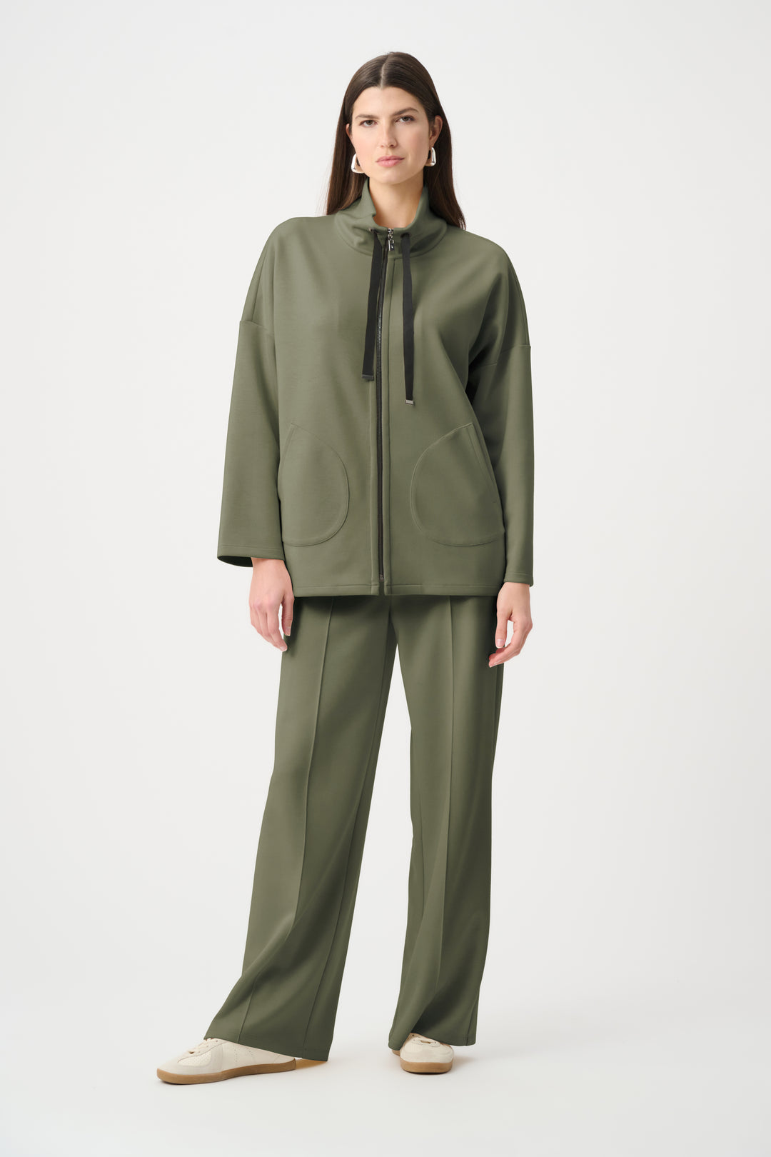 Scuba Jersey Funnel-Neck Boxy Jacket Style 263603