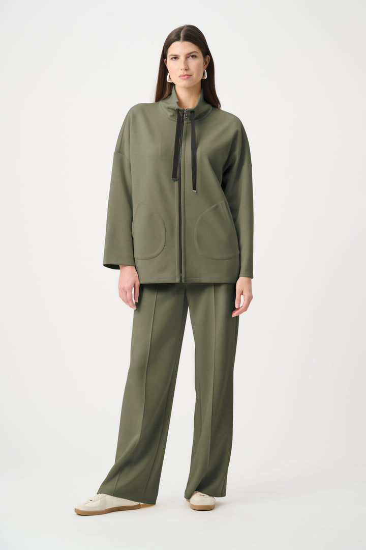 Scuba Jersey Funnel-Neck Boxy Jacket Style 263603