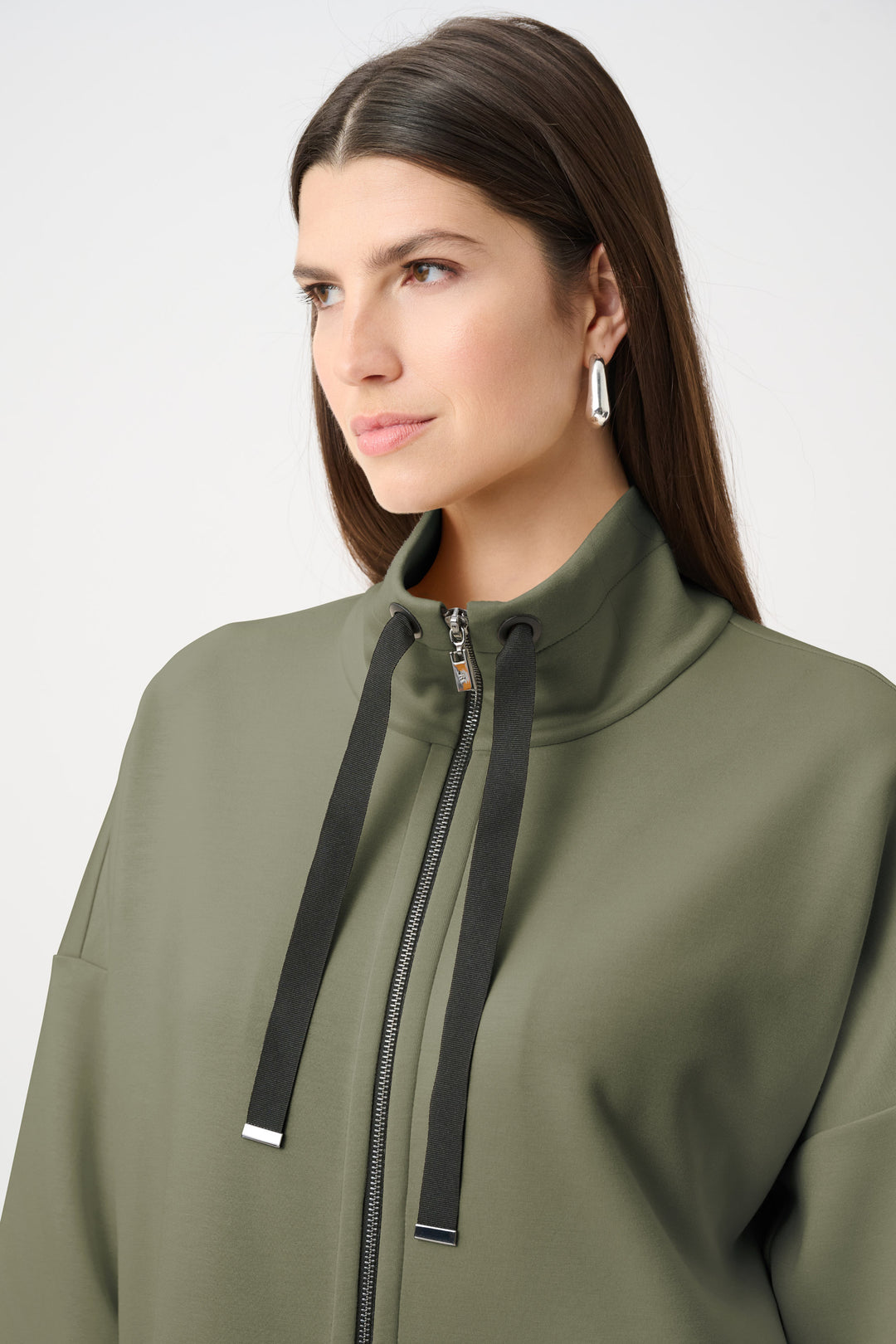 Scuba Jersey Funnel-Neck Boxy Jacket Style 263603