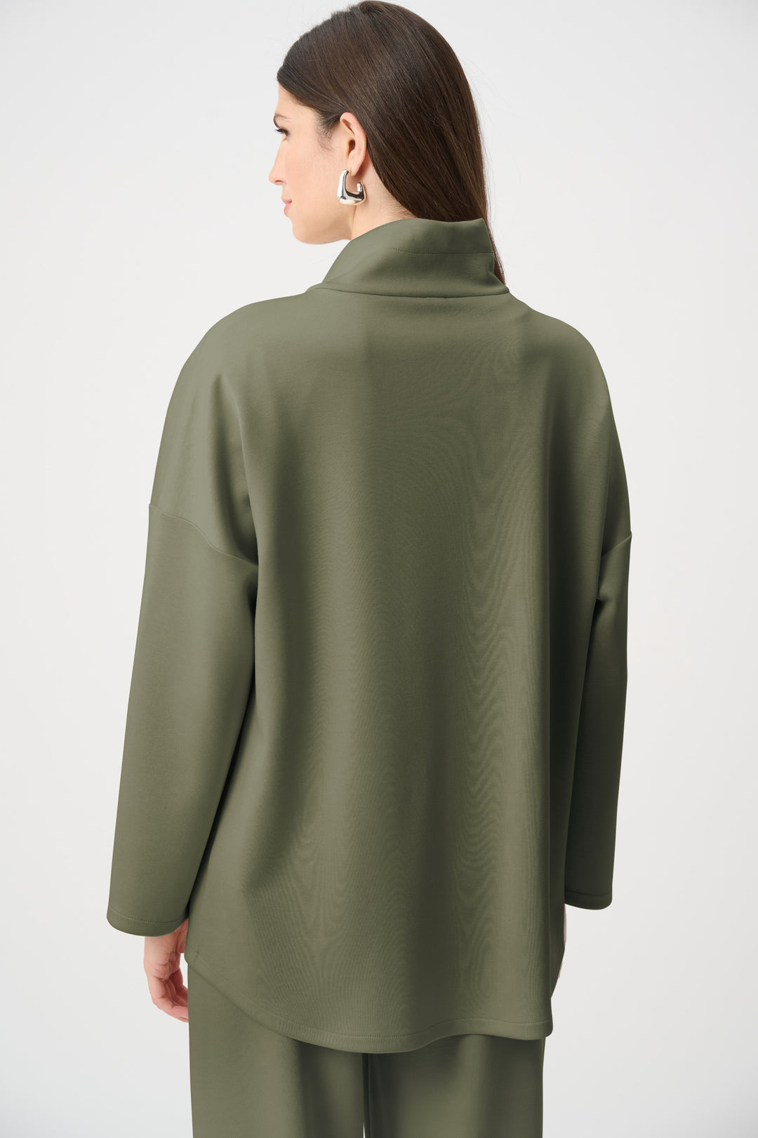 Scuba Jersey Funnel-Neck Boxy Jacket Style 263603
