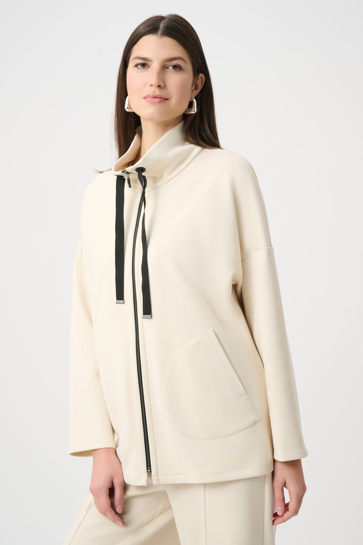 Scuba Jersey Funnel-Neck Boxy Jacket Style 263603