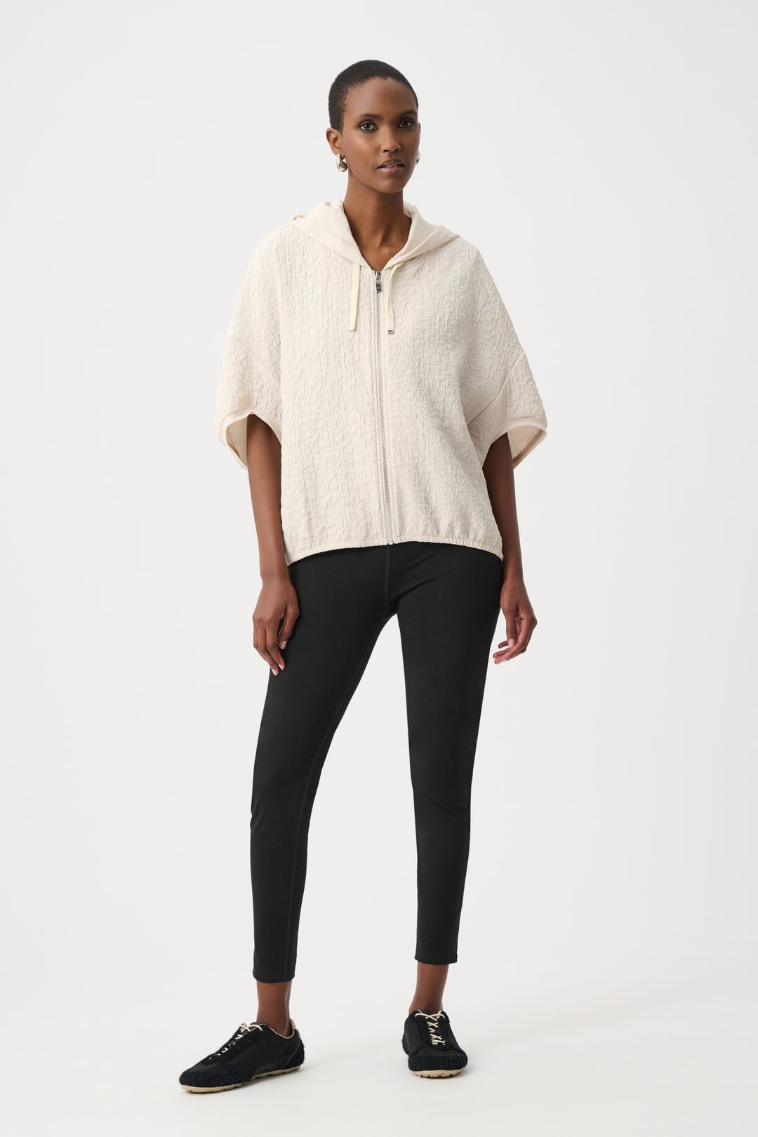 Textured Jacquard Hooded Zipped Jacket Style 263604