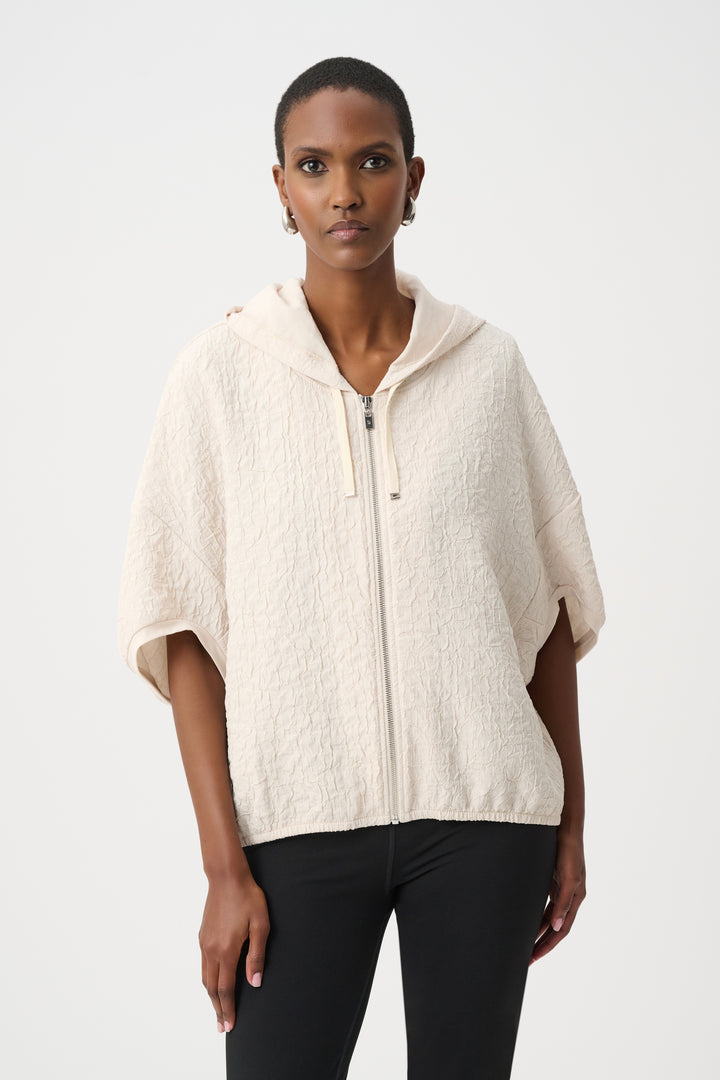 Textured Jacquard Hooded Zipped Jacket Style 263604