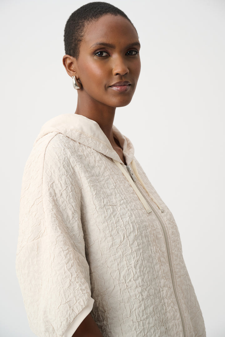 Textured Jacquard Hooded Zipped Jacket Style 263604