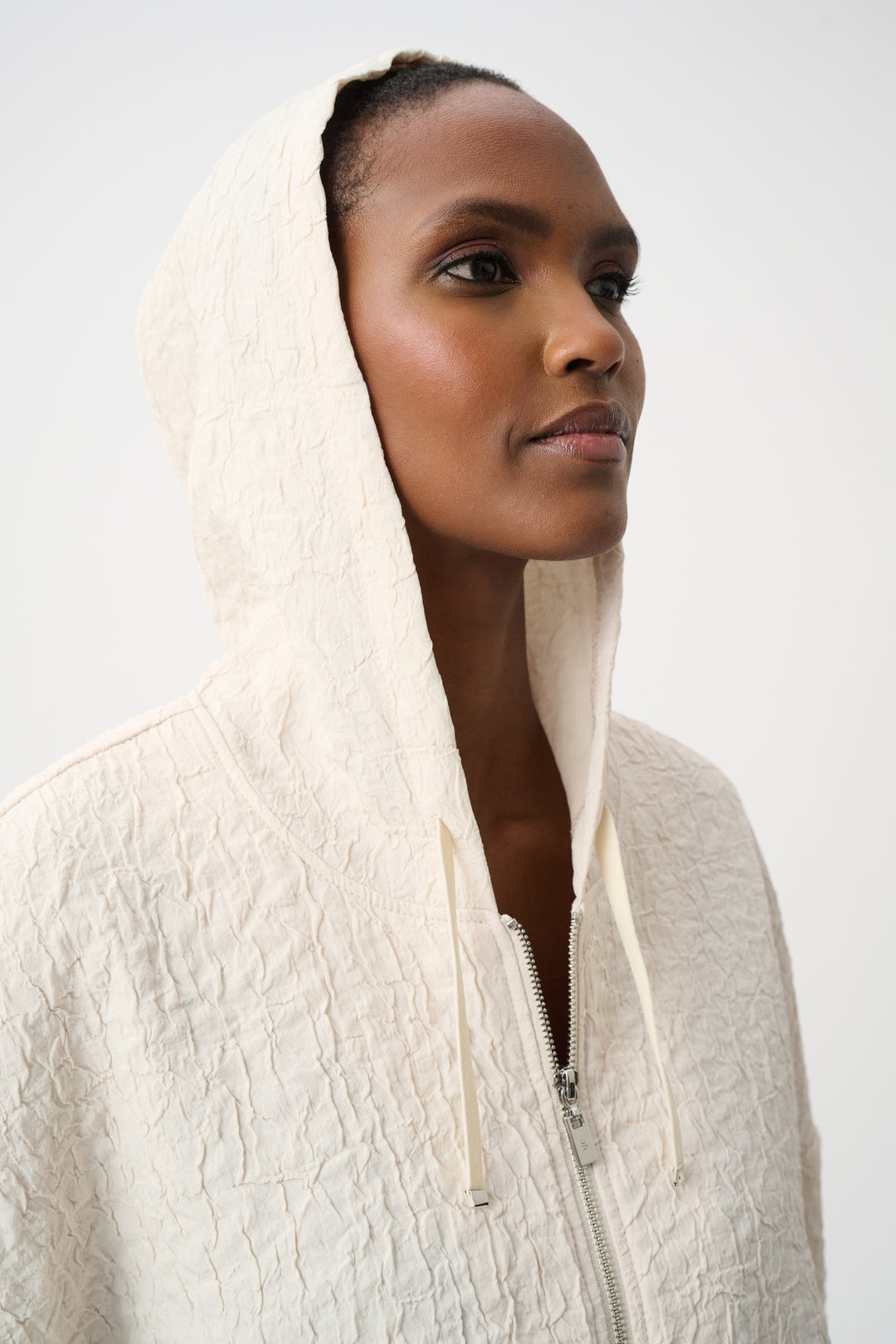 Textured Jacquard Hooded Zipped Jacket Style 263604