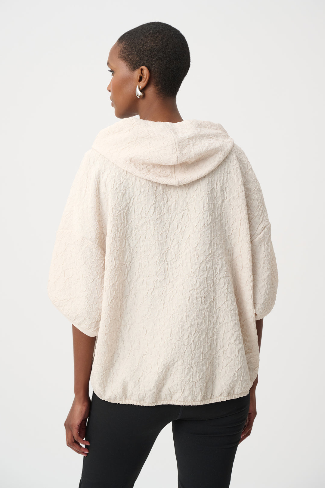 Textured Jacquard Hooded Zipped Jacket Style 263604