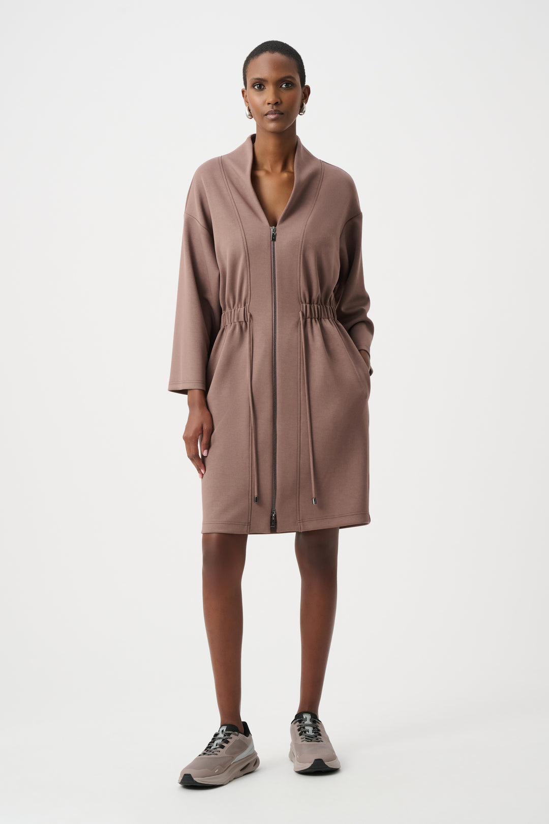 Scuba Jersey Dress With Front Zipper Style 263605