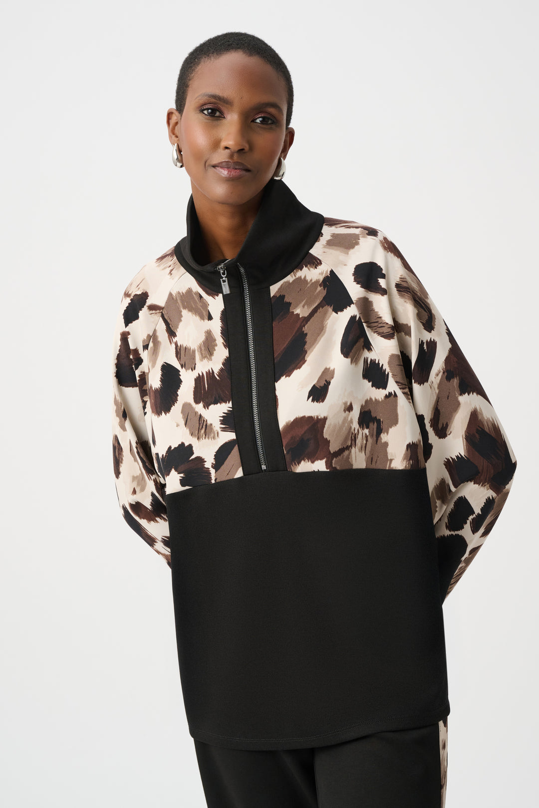 Silky Knit And Scuba Jersey Animal Print Boxy Top Style 263609