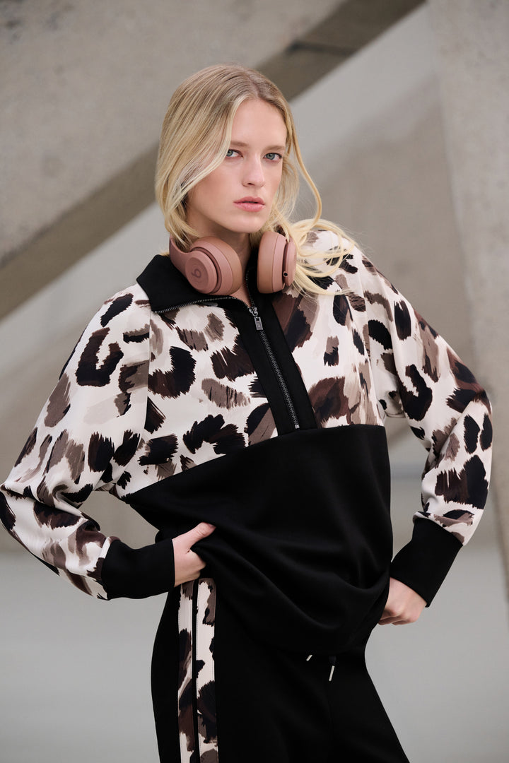 Silky Knit And Scuba Jersey Animal Print Boxy Top Style 263609
