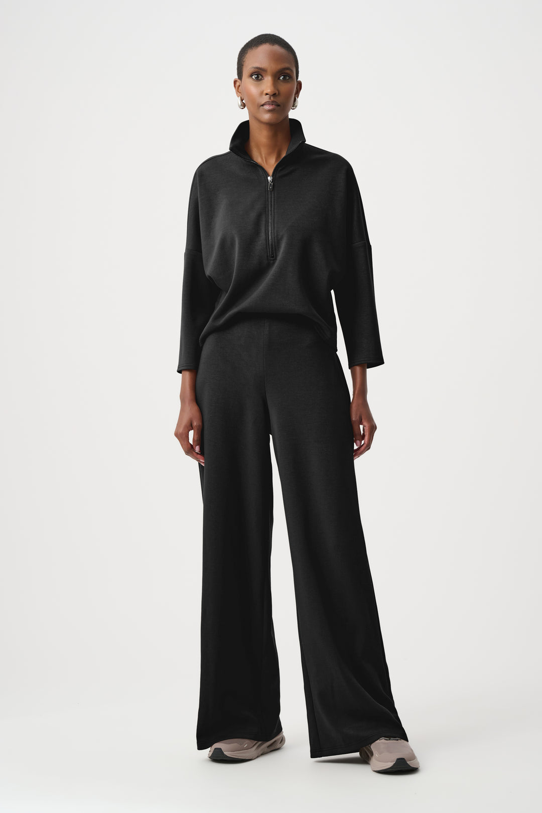Scuba Jersey Mock-Neck Wide Leg Jumpsuit Style 263613
