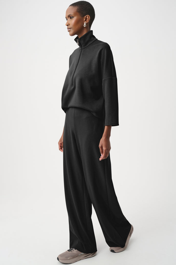 Scuba Jersey Mock-Neck Wide Leg Jumpsuit Style 263613