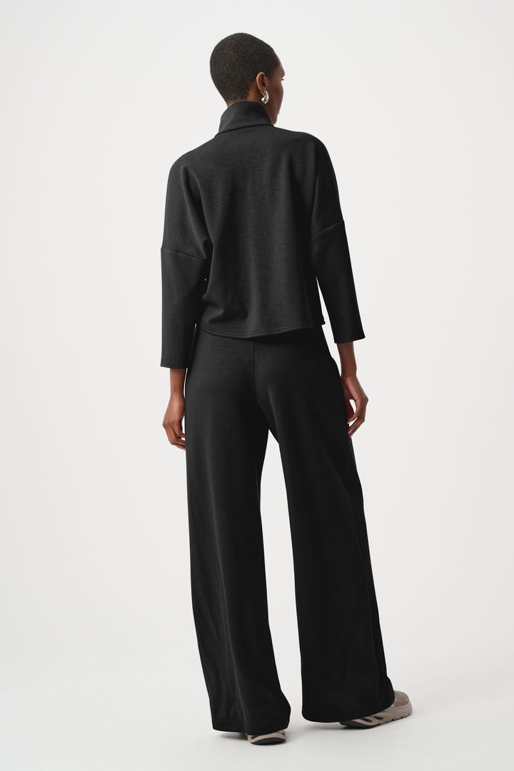 Scuba Jersey Mock-Neck Wide Leg Jumpsuit Style 263613
