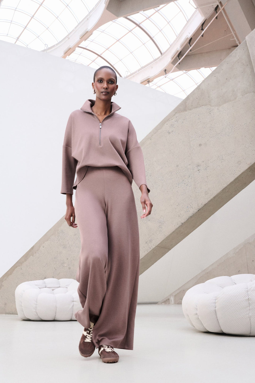 Scuba Jersey Mock-Neck Wide Leg Jumpsuit Style 263613