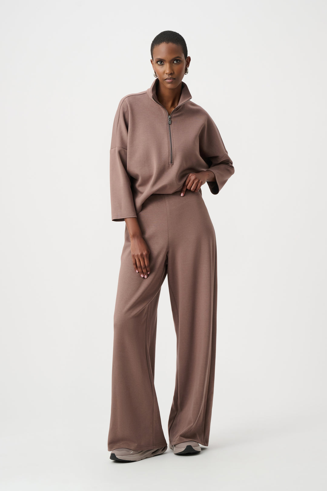 Scuba Jersey Mock-Neck Wide Leg Jumpsuit Style 263613