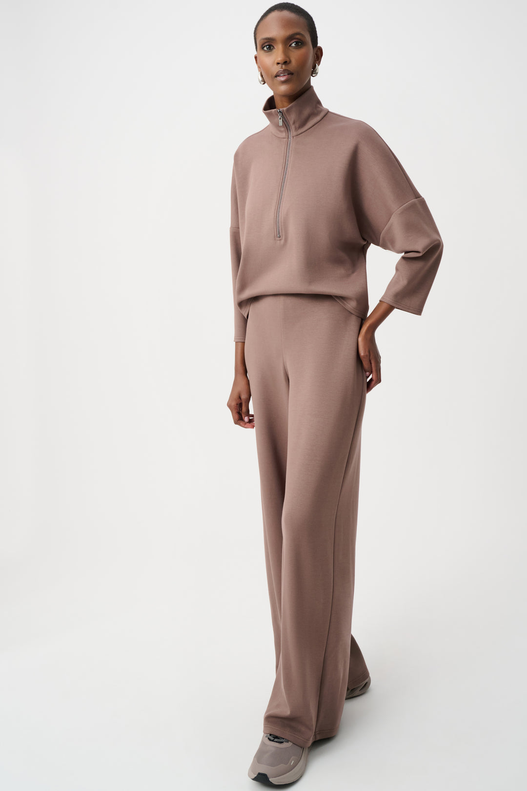 Scuba Jersey Mock-Neck Wide Leg Jumpsuit Style 263613