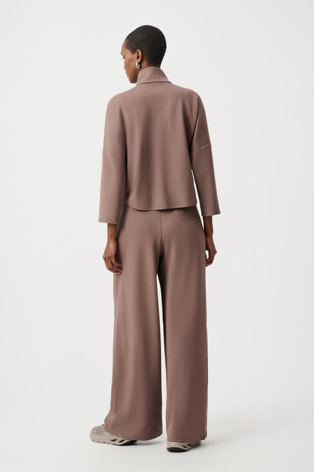 Scuba Jersey Mock-Neck Wide Leg Jumpsuit Style 263613