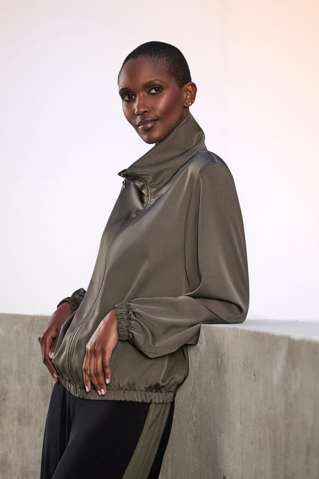 Recycled Satin Zipped Bomber Jacket Style 263614