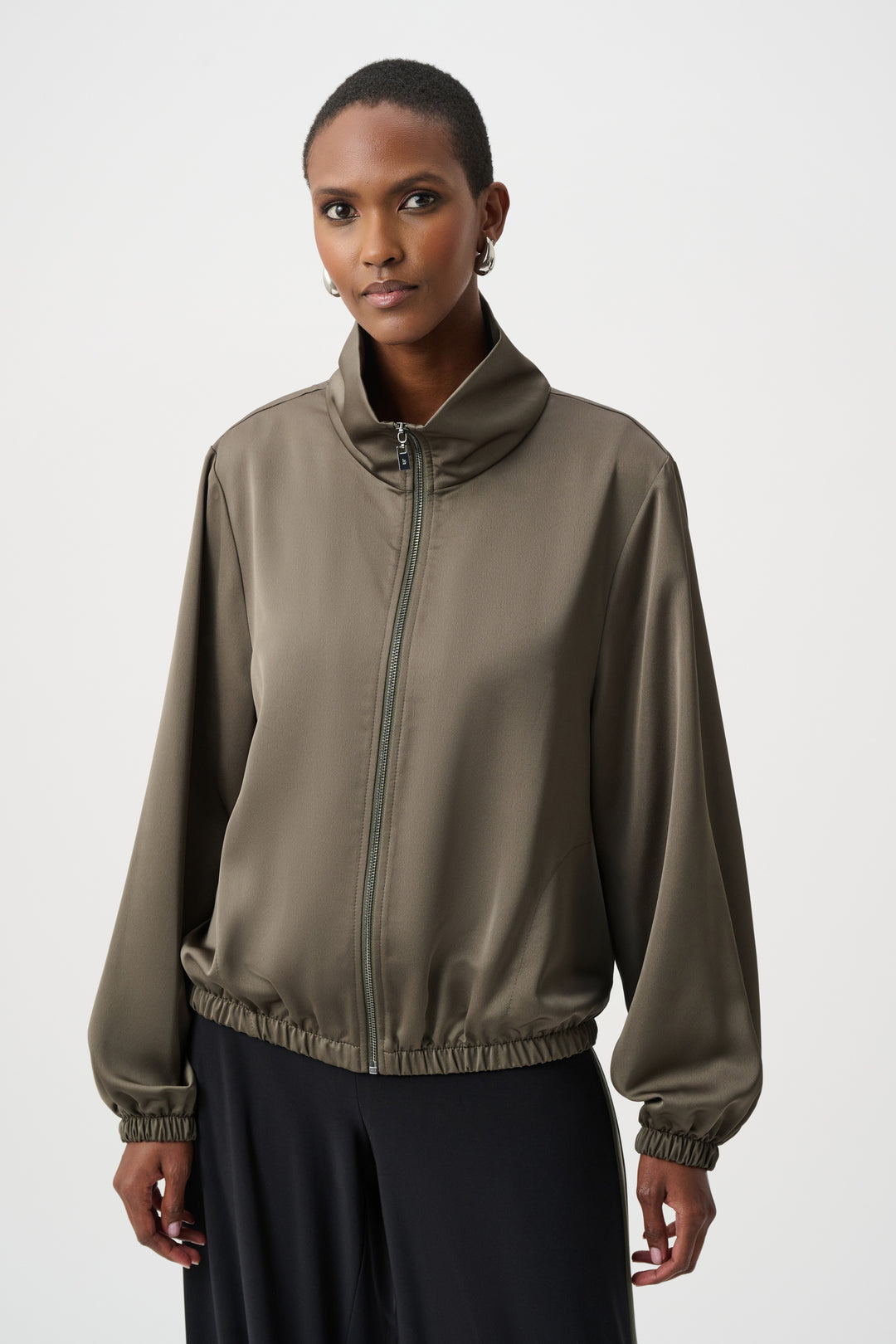 Recycled Satin Zipped Bomber Jacket Style 263614
