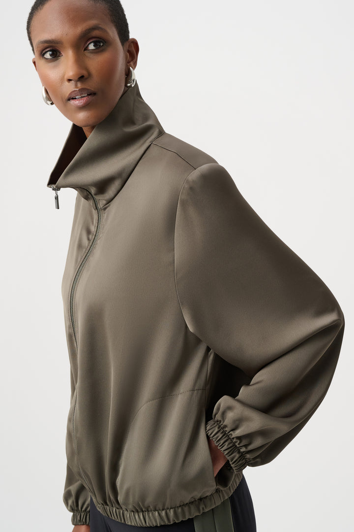 Recycled Satin Zipped Bomber Jacket Style 263614