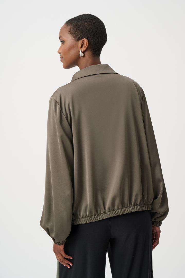 Recycled Satin Zipped Bomber Jacket Style 263614