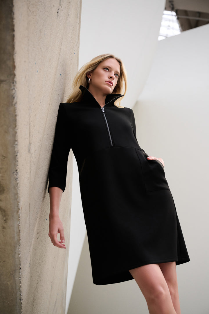 Scuba Jersey Funnel-Neck Straight Dress Style 263615