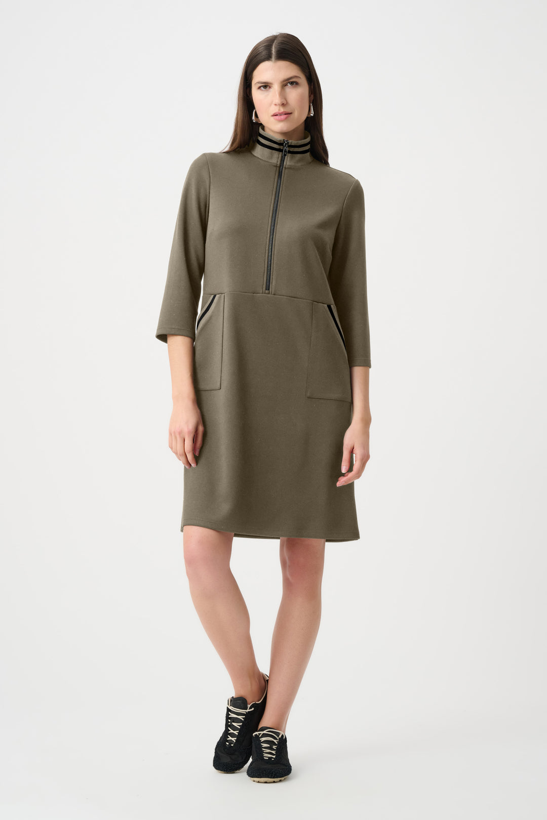 Scuba Jersey Funnel-Neck Straight Dress Style 263615