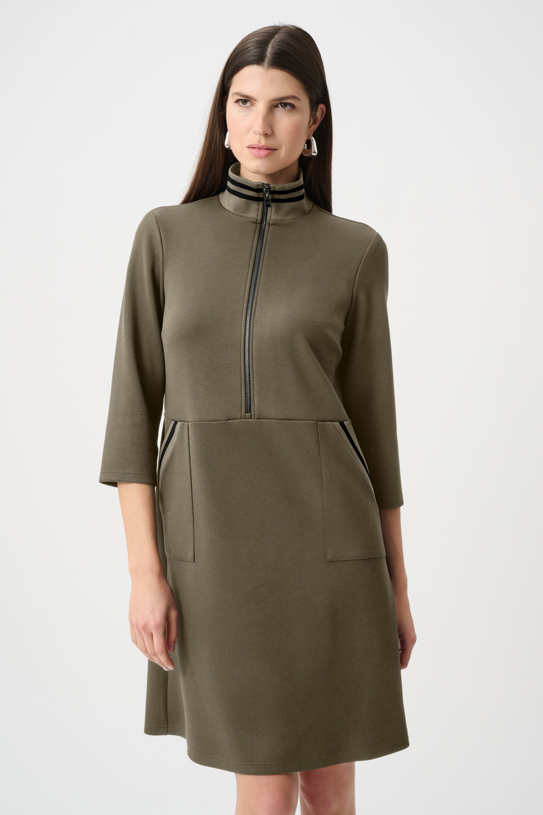 Scuba Jersey Funnel-Neck Straight Dress Style 263615