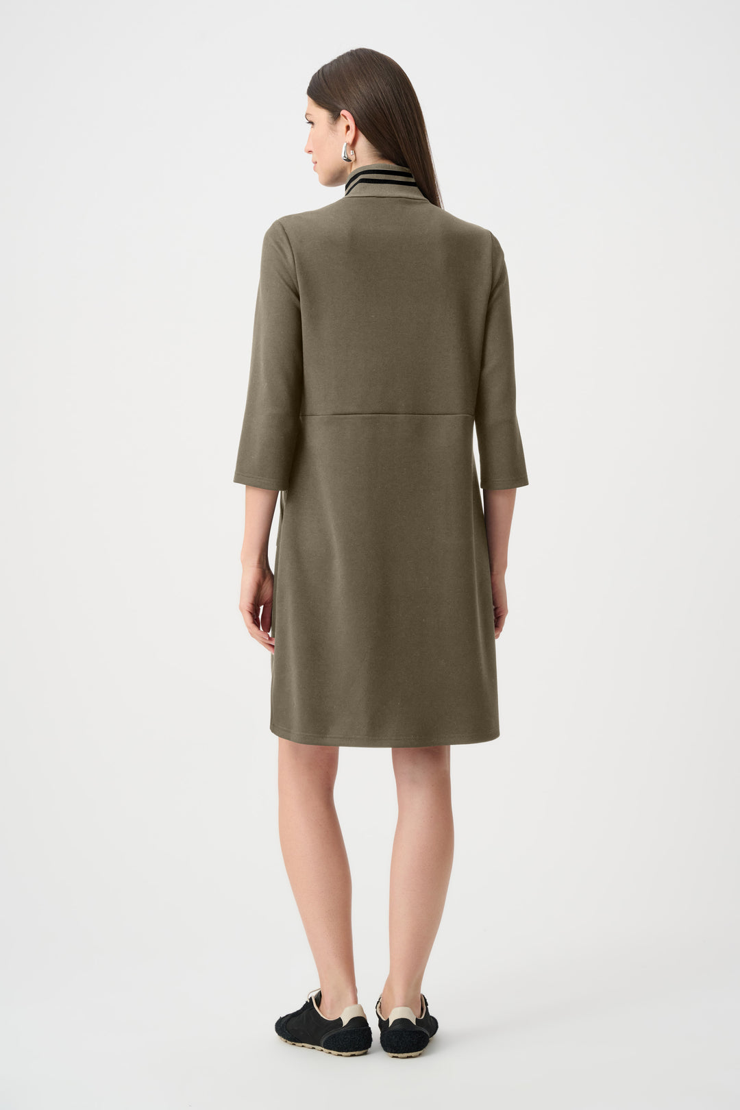 Scuba Jersey Funnel-Neck Straight Dress Style 263615