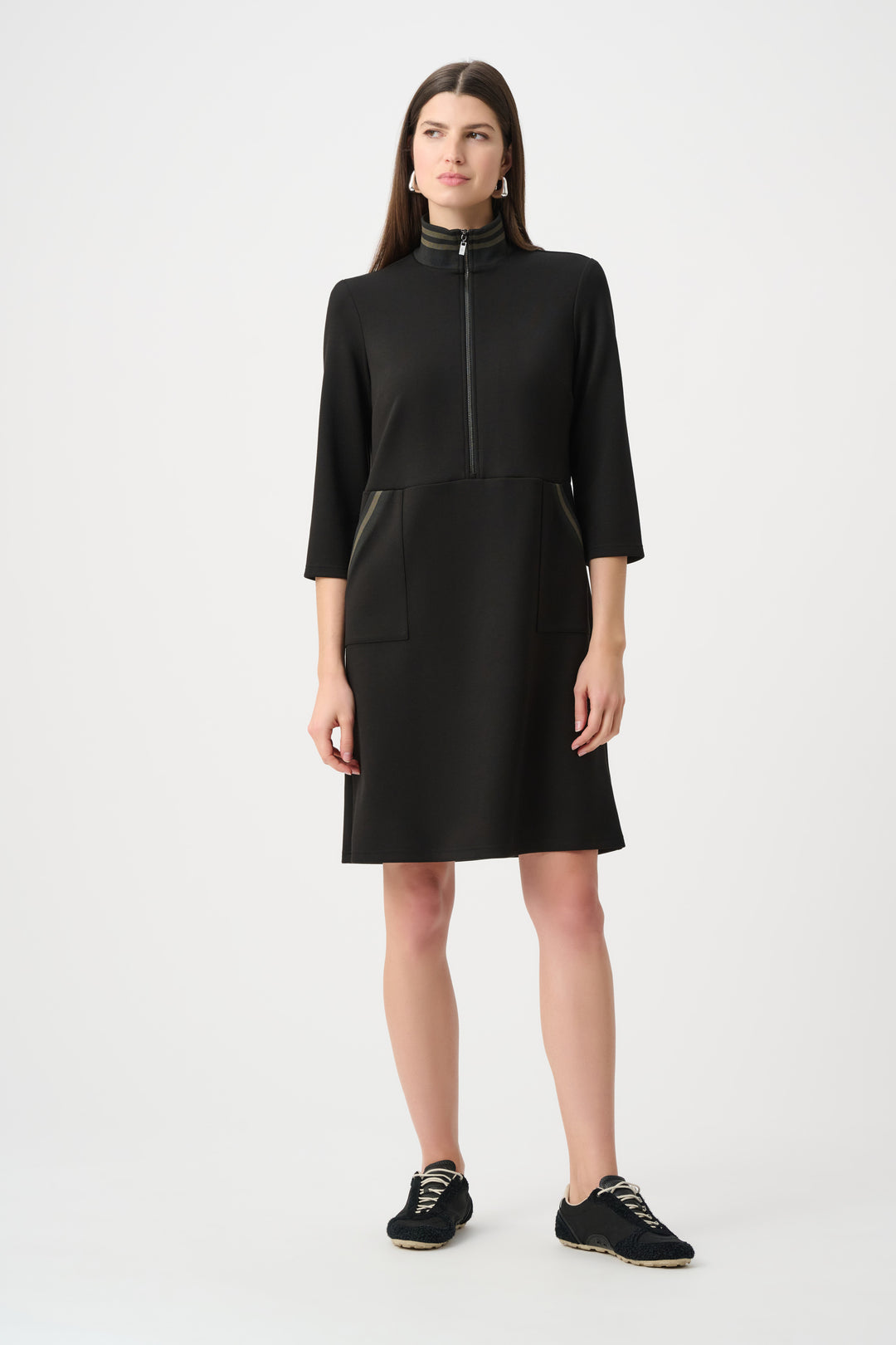 Scuba Jersey Funnel-Neck Straight Dress Style 263615