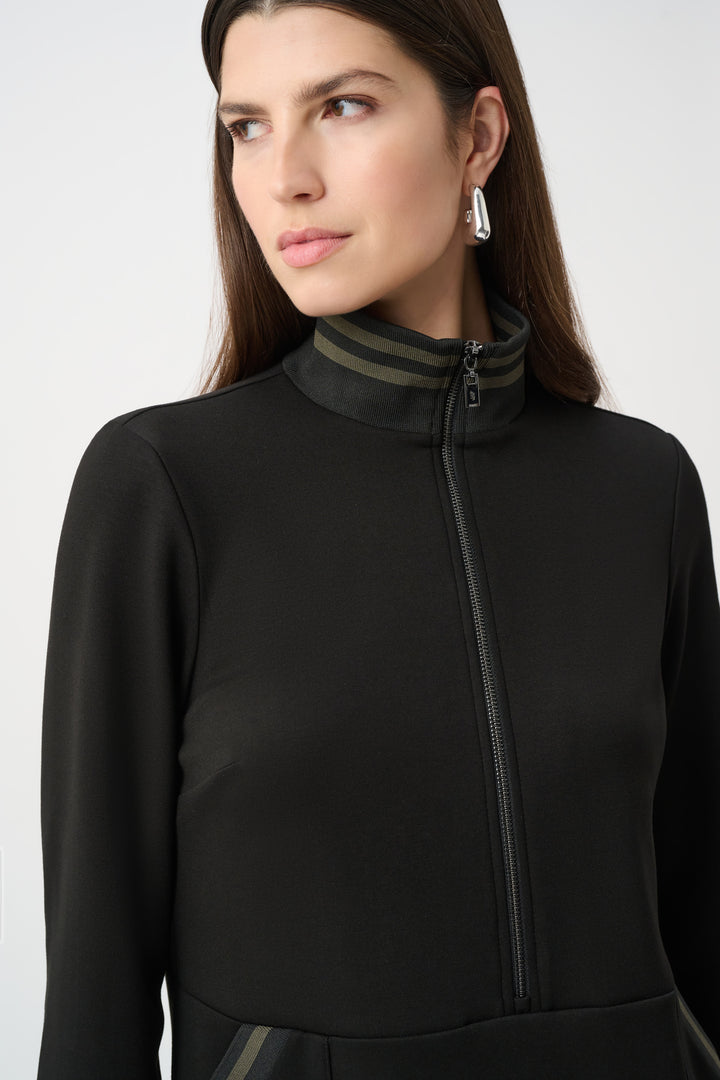 Scuba Jersey Funnel-Neck Straight Dress Style 263615