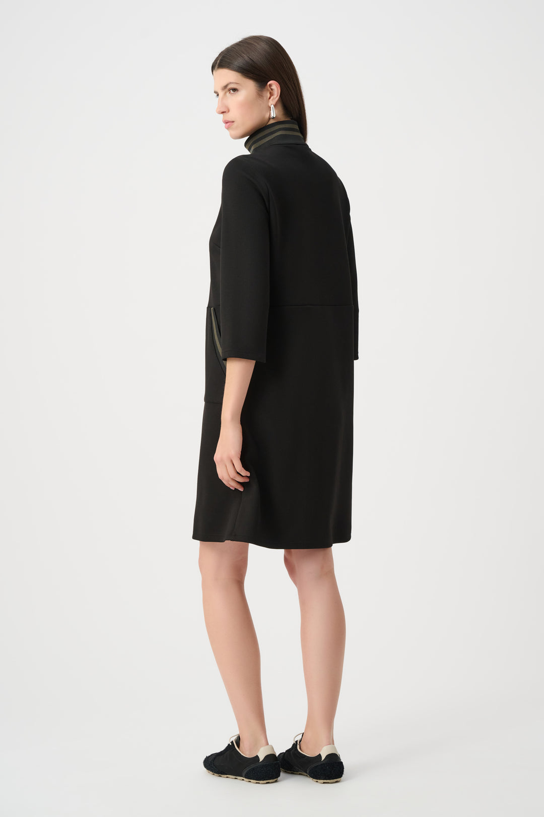 Scuba Jersey Funnel-Neck Straight Dress Style 263615