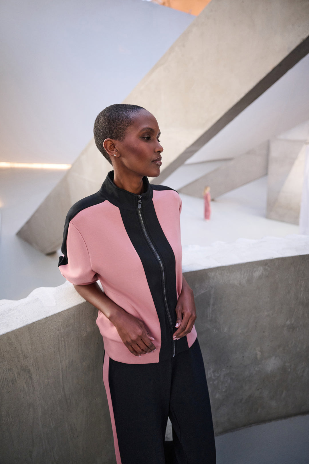 Scuba Jersey Color Block Funnel-Neck Jacket Style 263621