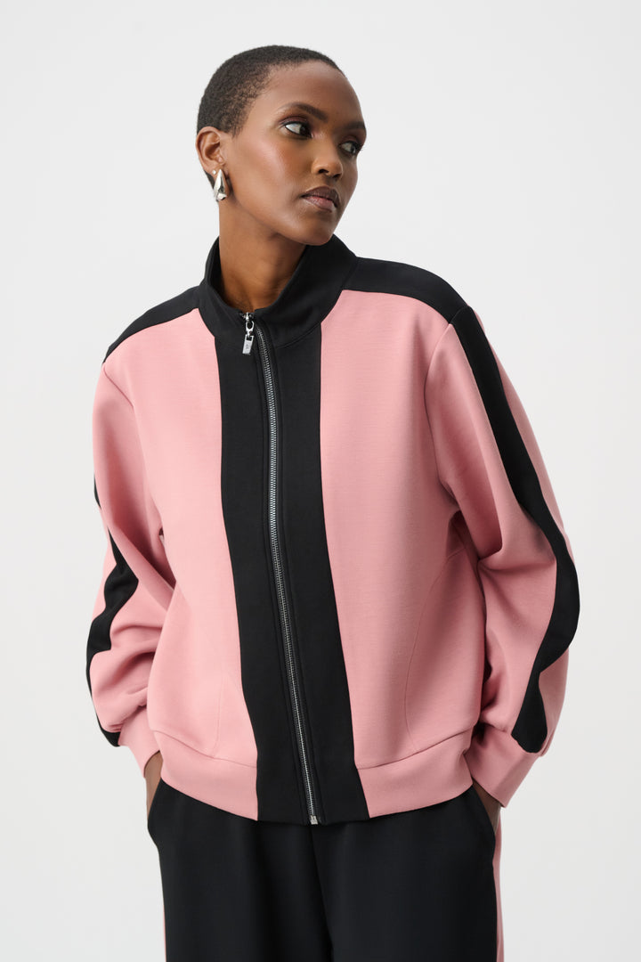 Scuba Jersey Color Block Funnel-Neck Jacket Style 263621