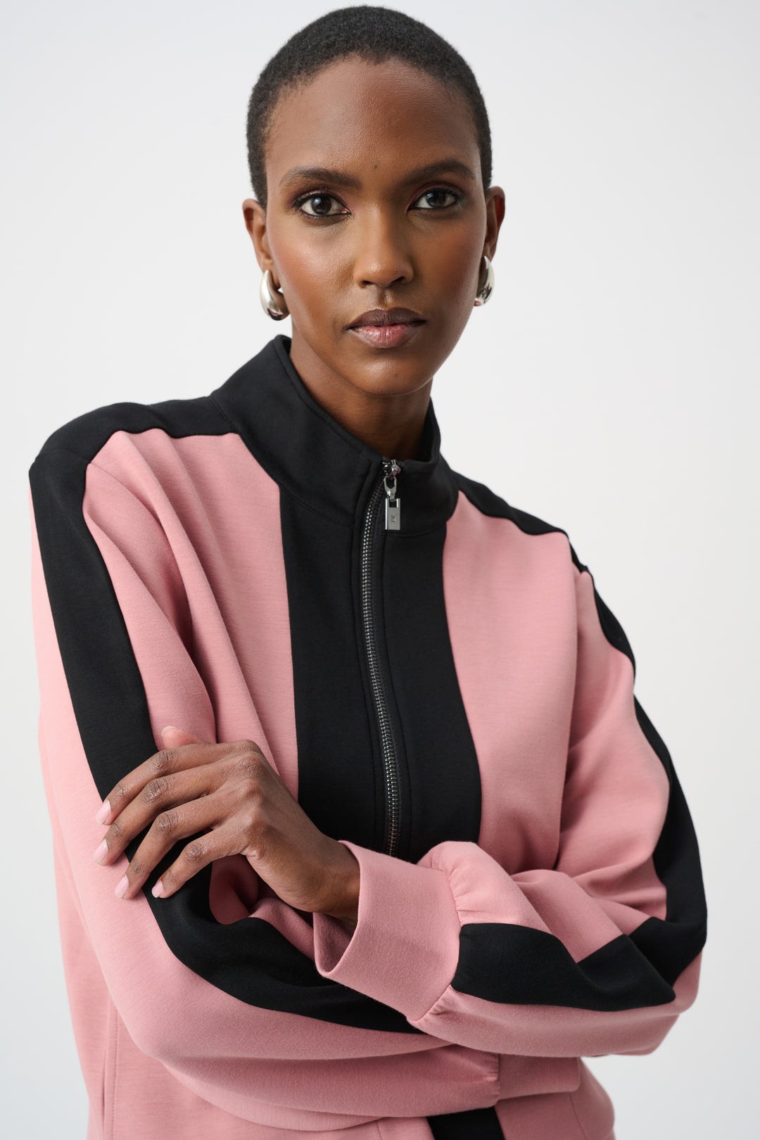 Scuba Jersey Color Block Funnel-Neck Jacket Style 263621