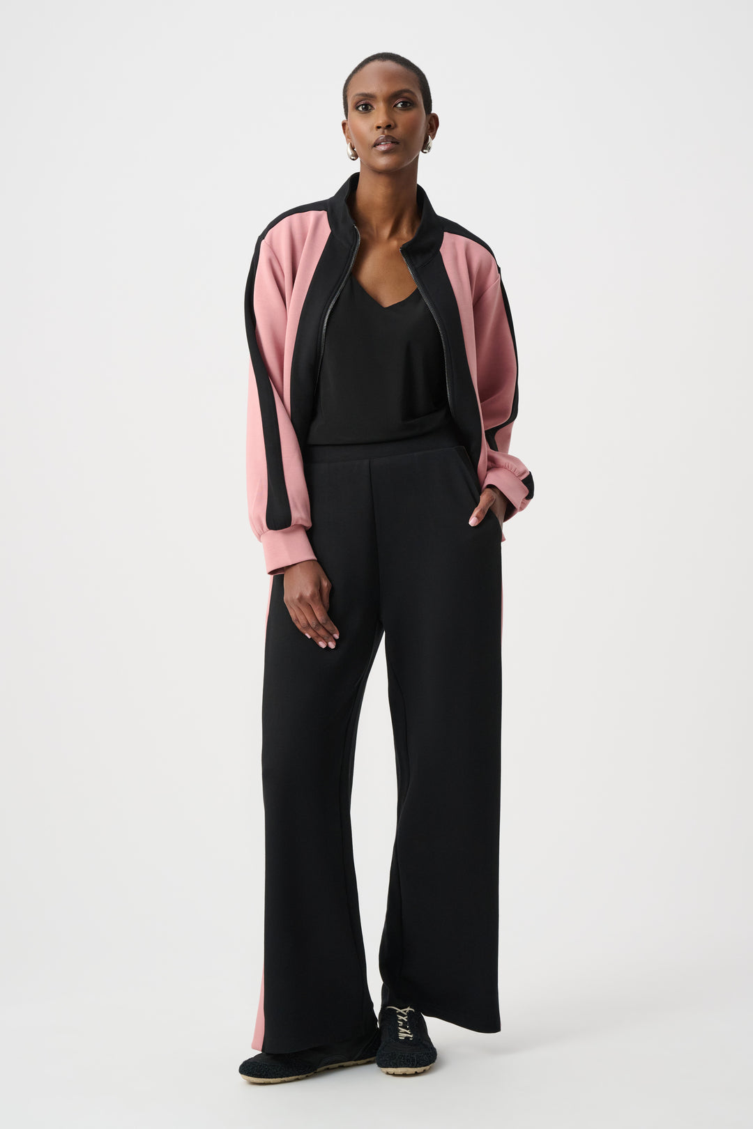 Scuba Jersey Color Block Wide Leg Pants Style 263622