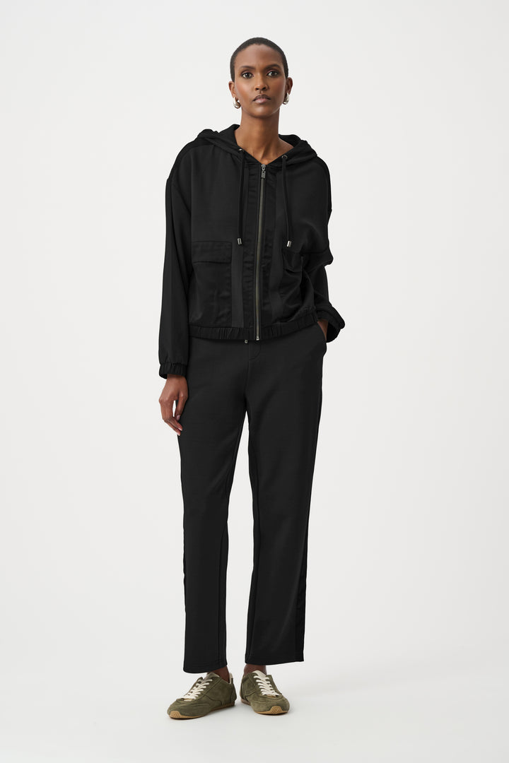 Scuba Jersey And Satin Hooded Boxy Jacket Style 263624