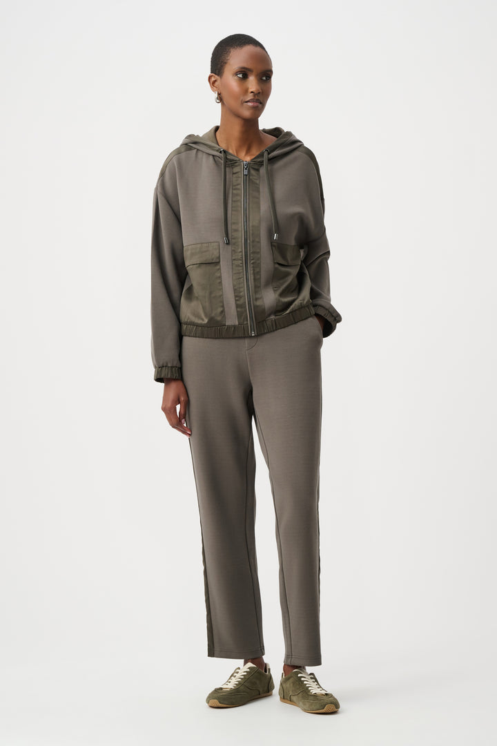 Scuba Jersey And Satin Hooded Boxy Jacket Style 263624