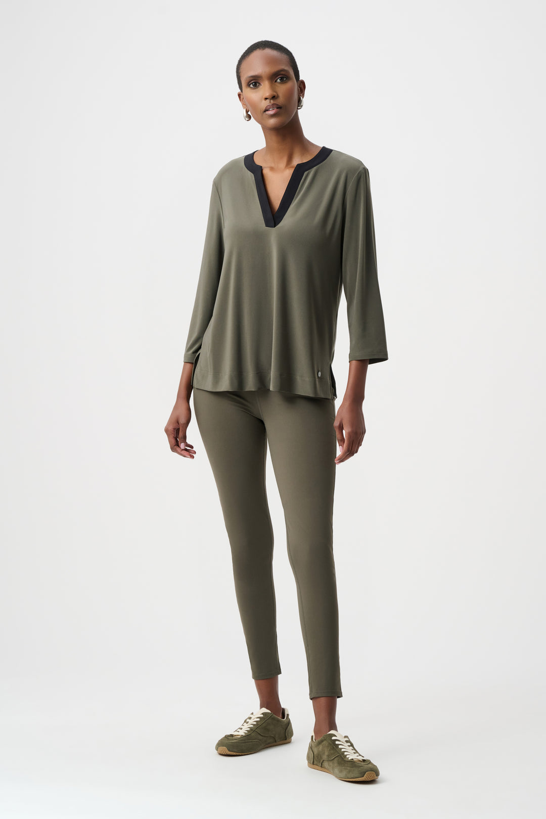 Silky Knit Color Block Straight Top Style 263629