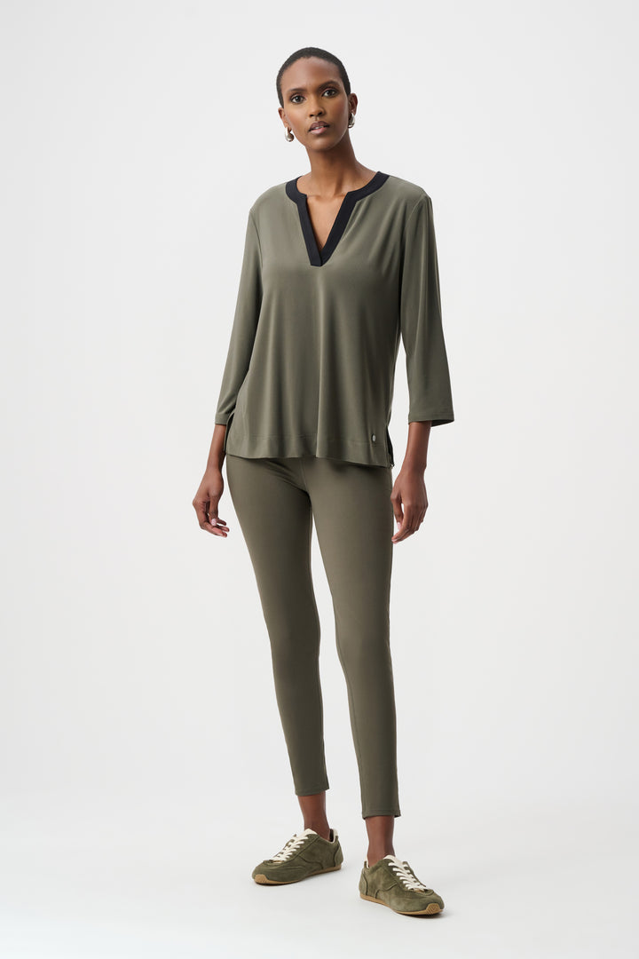 Silky Knit Color Block Straight Top Style 263629